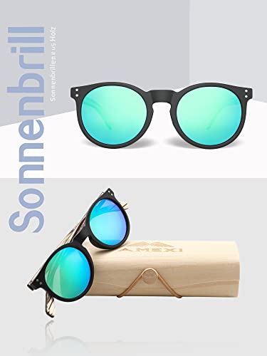 Round Wood Sunglasses for Men Women: Polarized Lens with UV400 Lightweight Frame Suit for Travel Driving and Daily Use2