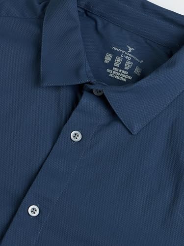 Image of TECHNOSPORT Men's Polyester Slim Fit Solid Casual Shirt with Ts Lytra