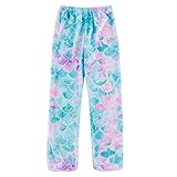 10 Years Big Girls Plush Pajama Pant 3D Fish Scale Mermaid Printed Close-Fitting Bottoms Sleepwear Comfortable size 8-10 T
