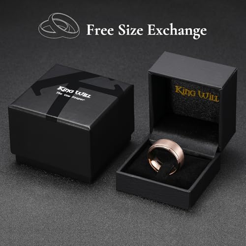 Image of King Will Classic Tungsten Wedding Band for Men, 6 /7 /8 /9 /10mm Widths, Polished Finish Step Edge Matte Rings Comfort Fit