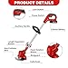 21V Grass Trimmer Electric Cordless Strimmer with 2x Battery, Red Lawn Mower, Pruning Cutter Garden Tools, Telescopic Lightweight Weed Hedge Trimmer Edge Trimmer for Garden Clearing Weeds Flower Trees