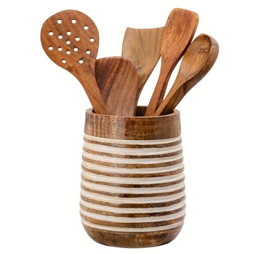 Mie Creations Boho 7'' Large Utensil Holder for Kitchen Counter |...
