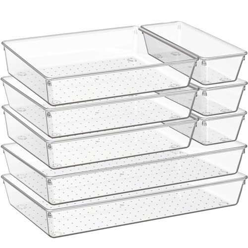 Criusia 8 Pack Drawer Organizer for Kitchen Gadgets, Large Clear ...