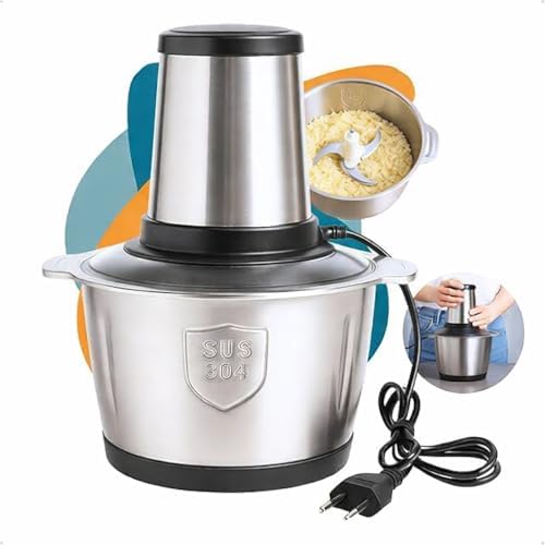 Triturador Processador de Alimentos Elétrico 2L 850W em Aço Inox – Processador de Carne, Legumes e Temperos com Lâminas Duplas (220, Volts)