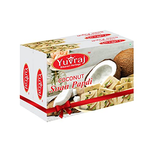 Image of Yuvraj sweets Coconut Flavoured Soan papadi (patisa) sweets (200 Gm X 2) pack