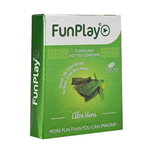 Image of Funplay Aloevera Dotted Condoms 3 PCS | Textured Latex Condoms with Dots | Aloevera Lubricated Surface | Comfortable Fit | Compact and Travel Friendly Pack | For Men