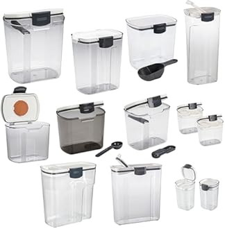 Progressive Prepworks ProKeeper 13 -Piece Kitchen Clear Plastic Airtight Food Flour And Sugar Storage Organization Container Baking Canister Set, White