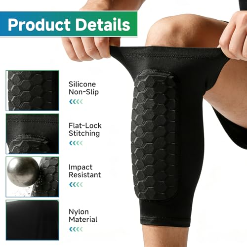 Vexnaro Protège Tibias de Football Respirants pour Enfants & Adultes, Antichoc Shin Defender Guards avec Coussinets Cellulaires Anti-Choc, Protection des Mollets pour Sports et Football (XS) – vue 3