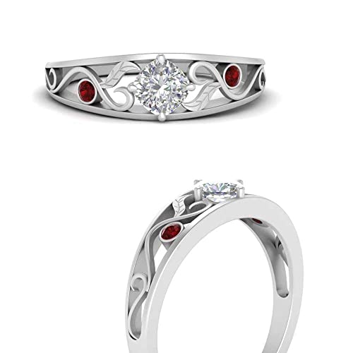 Image of Choose Your Gemstone Nature Inspired Compass Point Ring 925 Sterling Silver Cushion Shape Side Stone Engagement Rings Lightweight Office Wear Everyday Gift Jewelry US Size 4 to 12