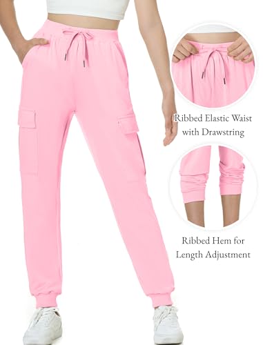 Image of EXARUS Girls Hiking Cargo Pants Joggers Teen Quick Dry Lightweight Slim Fit | Tween Youth Camping Pants Kids Hip Hop Dance Athletic Tapered Lightweight Track Safari Drawstring Woven /Knit 6-14Y