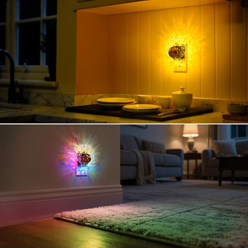 Image of DORESshop LED Night Light [2 Pack], Night Lights Plug into Wall | Dynamic RGB Color Changing Nightlight, Dusk to Dawn Sensor, Nightlight Plug into Wall for Hallway, Stairway, Home Decor