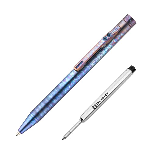 OKNIFE B1 Titanium Pen Lightning Strike Titanium Ingenious Clip-Action Mechanism Lightweight EDC Ballpoint Pen with 2 pcs Refill Ideal for Office Working Writing