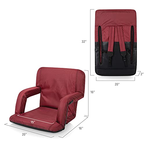 Image of PICNIC TIME NFL Washington Commanders Ventura Reclining Stadium Seat with Back Support, Bleacher Seat, Beach Floor Chair, (Burgundy)