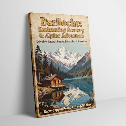 Framed Vintage Travel Poster of Bariloche Alpine Serenity Natural Wonders Canvas Art - Ready to Hang Wall Decor for Bedroom, Living Room, Office | Unique Home Gift