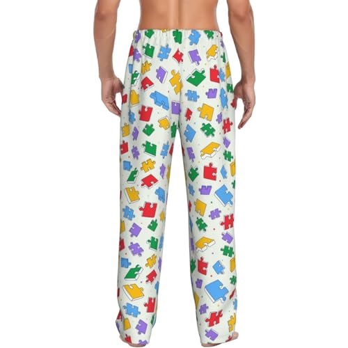 Doodle Cartoon 3d Puzzles Colorful Mens Pajama Pants Men's Sleep Lounge Pants Pj Bottoms with Pockets2