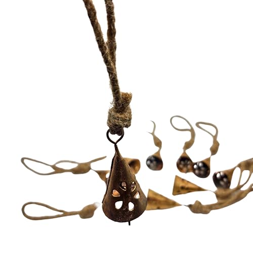 BELLUXE Rusty Harmony Cow Bells 10 Pieces - Vintage Handmade Rustic Lucky Christmas Hanging 2 Inch Bells (Cone Shape) — view 4