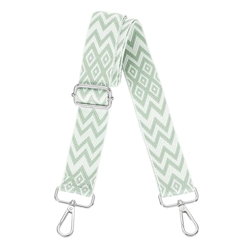 sourcing map Purse Straps Replacement Crossbody, 1.5 Inch Wide Shoulder Bag Strap Adjustable Canvas Straps for Handbag Wallet Clutch Bags with Silver Buckle, Green Geometrical
