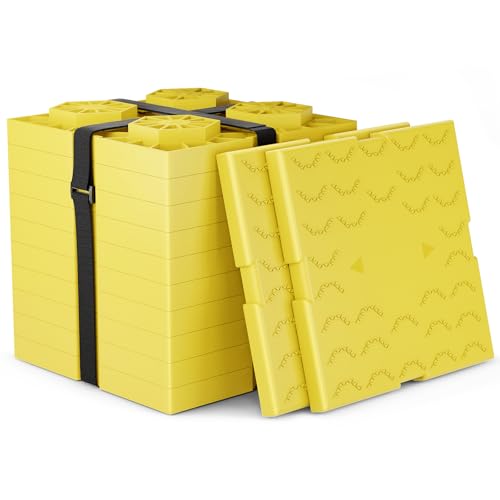 WELLUCK RV Leveling Blocks 12 Pack, Heavy Duty Camper Blocks & Interlocking Design Camper Levelers with 2 Velcro Straps - Customizable Height Sturdy RV Blocks for Single & Dual Wheels by WELLUCK - Used condition - US$28.18