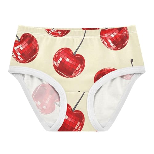 Shiny Red Cherries Beige Cute Panties Girl Girls Underwear Toddler Cotton Stylish Undies Kids Briefs 2t