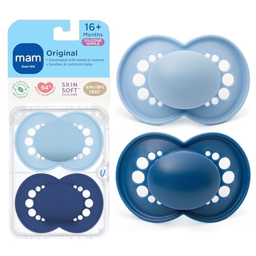 Image of MAM Original Baby Pacifier 16+ Mths, Skin Soft Silicone Nipple, 2 Pack