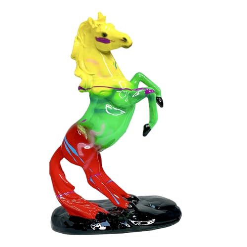Figura decorativa de caballo, resina decorativa, diseño de animales de estatua, colorido caballo tallado con detalles artísticos, pequeño adorno para decoración del hogar, decoración para el