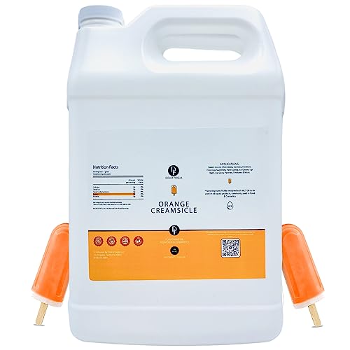 Dolce Flav Orange Creamsicle Extract - 1 Gallon Oil-Soluble Kosher, Sugar-Free, Concentrated Orange Creamsicle Flavor for Candy, Chocolates & Desserts