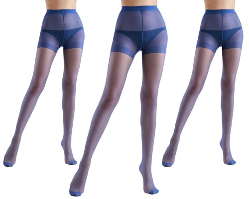 Image of HA WA 3 Pairs Women 20D Sheer Tights Control Top Pantyhose Reinforced Toe