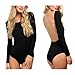 TouKingda Bodysuit for Women Long Sleeve Crew Neck Backless Ladies Jumpsuit Tops Going Out Slim Fit Casual Body Suits Leotard Clubwear(Black/M)
