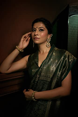 Vardha green kanjivaram silk saree in art silk – image 6