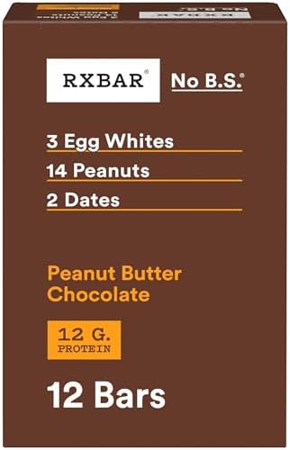 RXBAR Protein Bars, 12g Protein, Gluten Free Snacks, Peanut Butter Chocolate, 22oz Box (12 Bars)