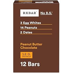 RXBAR Protein Bars, Protein Snack, Snack Bars, Peanut Butter Chocolate, 22oz Box (12 Count)