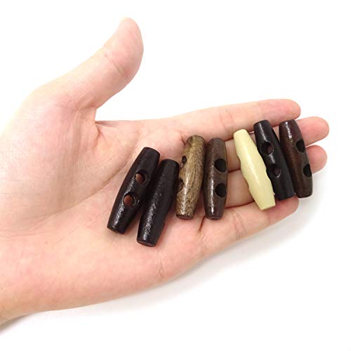 Honbay 40Pcs 2 Holes Olive Shape Sewing Wood Toggle Buttons For Clothes #TOP4