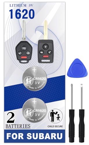 Pinochi CR1620 Key fob Battery Replacement for Subaru (2010-2020) Crosstrek Forester Ascent Impreza Legacy Outback WRX (3 or 4 Button) Head Key Fobs