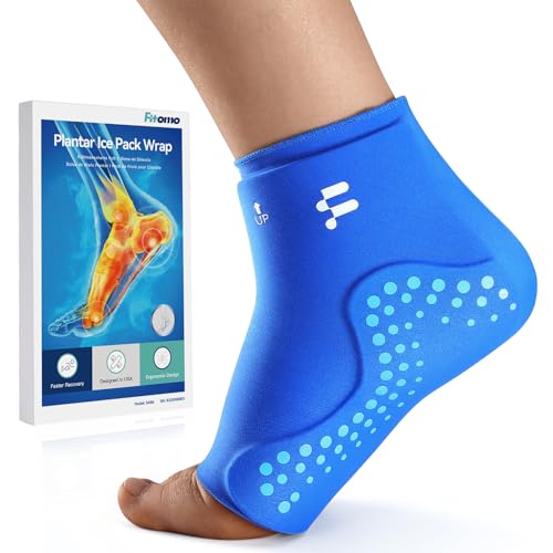 Fitomo Ankle Ice Pack Wrap for Sprained Ankle & Plantar Fasciitis Thickened Extended Cold Compress with Cooling Fabric Ice Packs for Sports Injuries Foot Pain & Achilles Tendonitis