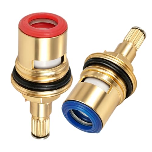 2PCS Cartuchos Cerámicos de Repuesto para Grifo 1/2', Válvulas de Disco Cerámico de Latón para Agua Fría y Caliente, Cabezal de Grifo de Cuarto de Vuelta para Baño y Cocina ﻿ ﻿