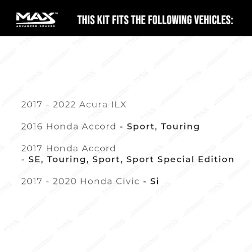 Image of MAX Advanced Brakes - Front Brake Kit For 2016-2017 Honda Accord (SE, Sport, Touring), 2017-2020 Honda Civic (Si)| Carbon Ceramic Brake and Rotor Kit| Geomet Coated Cross-Drilled Brake Rotors