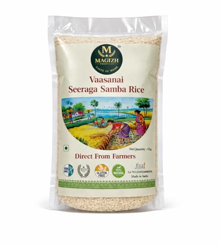 Magizh Organic Seeraga Samba Biriyani Rice (1kg) Direct From Farmers | Premium Aromatic Small Grain | Traditional Tamil Nadu Jeeraga Samba | Perfect for Biriyani | Fresh & Natural