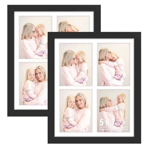 Image of DUENPY 2-Pack 12x16 Picture Frames, 5x7 Collage Picture Frame, Displays Four 5x7 inch Photos, or 12x16 (Without Mat) for Available Horizontal Wall Mounting Display and Vertical, Black
