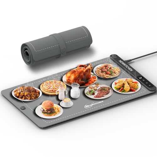 Image of NEWKITCHEN Warming Mat for Food, (XL 24 inchx15 inch) Food Warming Mat for Parties Buffet 6 Temp 6 Hour Settings Upgrade Graphene Fast Full Surface Heating -Versatile Food Warmer for Gatherings, Parties