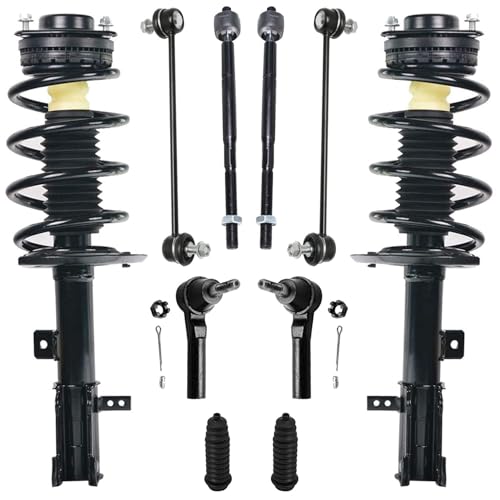 Image of Detroit Axle - 2.4L Front Suspension Kit for 08-14 Dodge Avenger, 07-10 Chrysler Sebring, Struts & Coil Spring Tie Rods Sway Bars Boots 2007 2008 2009 2010 2011 2012 2013 2014 Replacement - 10pc Set