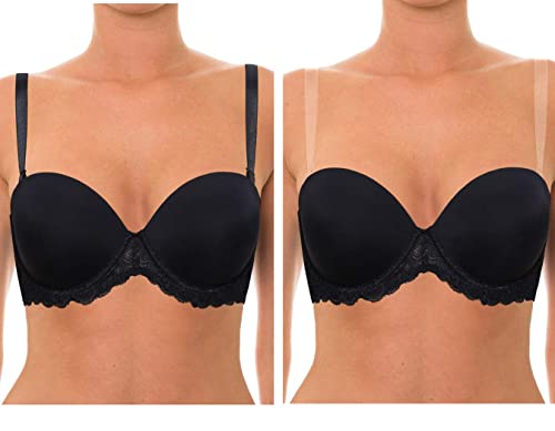 Image of YANDW Strapless Lightly Padded Full Figured Coverage Bra Clear Back Multiway Invisible Straps Backless Brassiere for Women