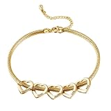 DYRBF - Pulsera de corazón con inicial personalizada para mujer, ajustable, diseño de corazón curvado, 1 a 9 cuentas de nombre, abalorio de acero inoxidable, circonita cúbica, regalo para ella