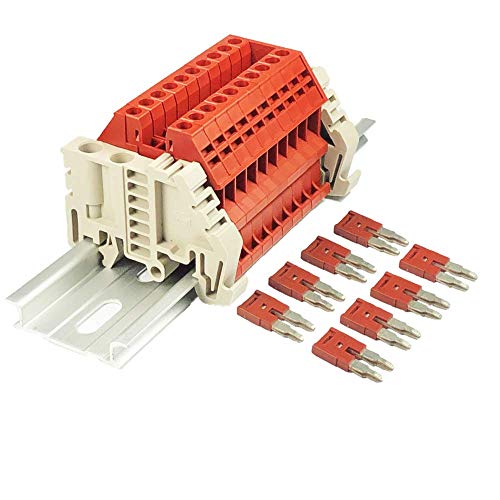 Kit de montage DK2.5N-RD Dinkle avec 10 interrupteurs rouges pour rail DIN