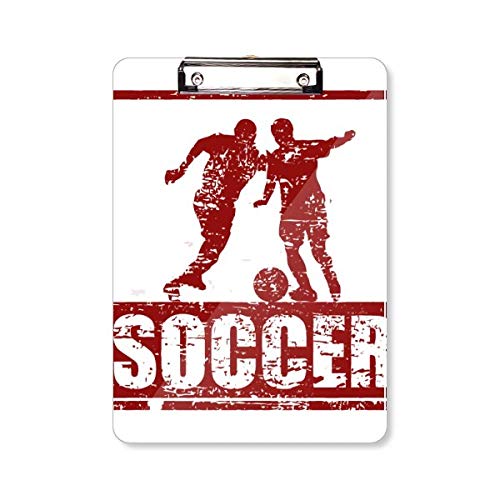 Porte-bloc A4 pour joueur de football rouge pour écrire debout sans table