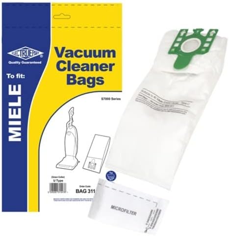 Electruepart Compatible Miele Type U Microfibre Vacuum Cleaner Dust Bags for Upright S7000 Series (Pack of 5 with 1 Filter)
