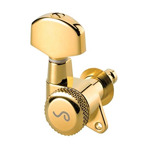 Schaller M6 135 Locking Machine Head - Clavijas para guitarra eléctrica (3L/3R, metal, 19,5 mm, 6 unidades), color dorado