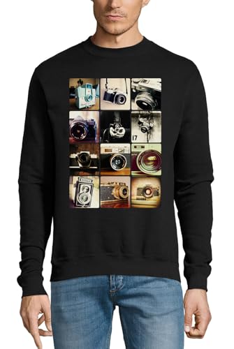 Pull rétro en coton et son appareil photo vintage noir en maille premium