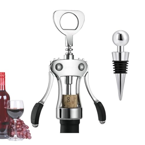 Wine Opener - Wing Corkscrew, Stainless Steel Wing Corkscrew, Beer Bottle Openers with Stopper Set, Wine Bottle Opener, Caps Bottle Opener Used in Kitchen, Restaurant, Chateau and Bars