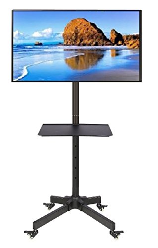Ezm Mobile Tv Cart Rolling Stand For Lcd Led Plasma Flat Panel With Shelf Fits 23" To 55" (002-0038) #TOP3