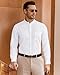 J.VER Men's Banded Collar Dress Shirt Mandarin Long Sleeve Button Down Shirts Stretch Collarless Tops White Medium